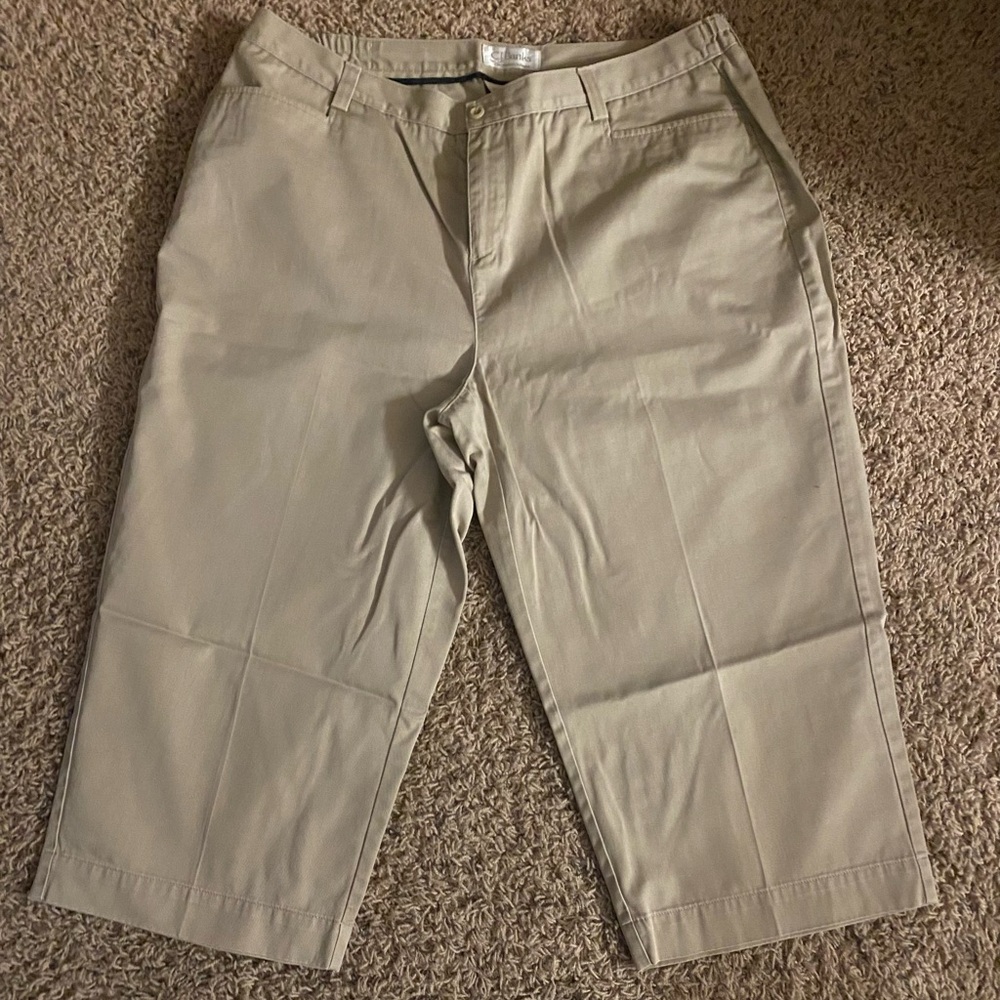 CJ Banks Khaki Wrinkle-Free Capris